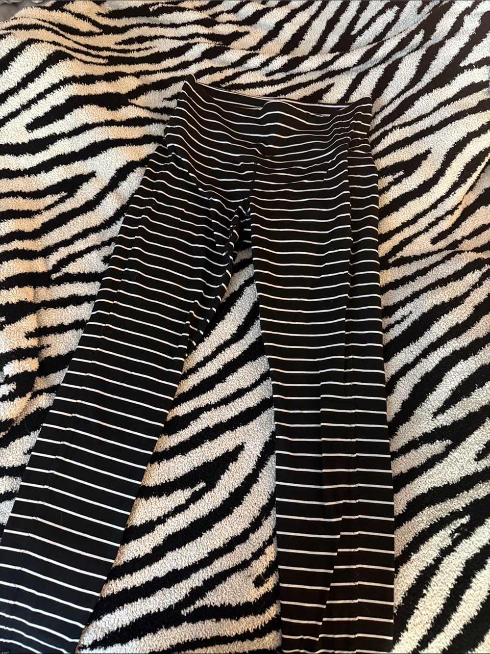 Athleta Black & White Striped Leggings